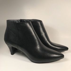 Time and Tru Black animal print kitten heel bootie
